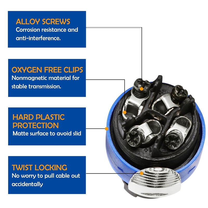 HBU 20 Feet Pack of 2 Speakon to 1/4" Cable - 20 Ft. Speak-On Male to 6.35mm TS Male Wire for Speaker, Loudspeaker, Mixer Console - 16 AWG Heavy Duty Shielded Core with Twist Lock - Image 4